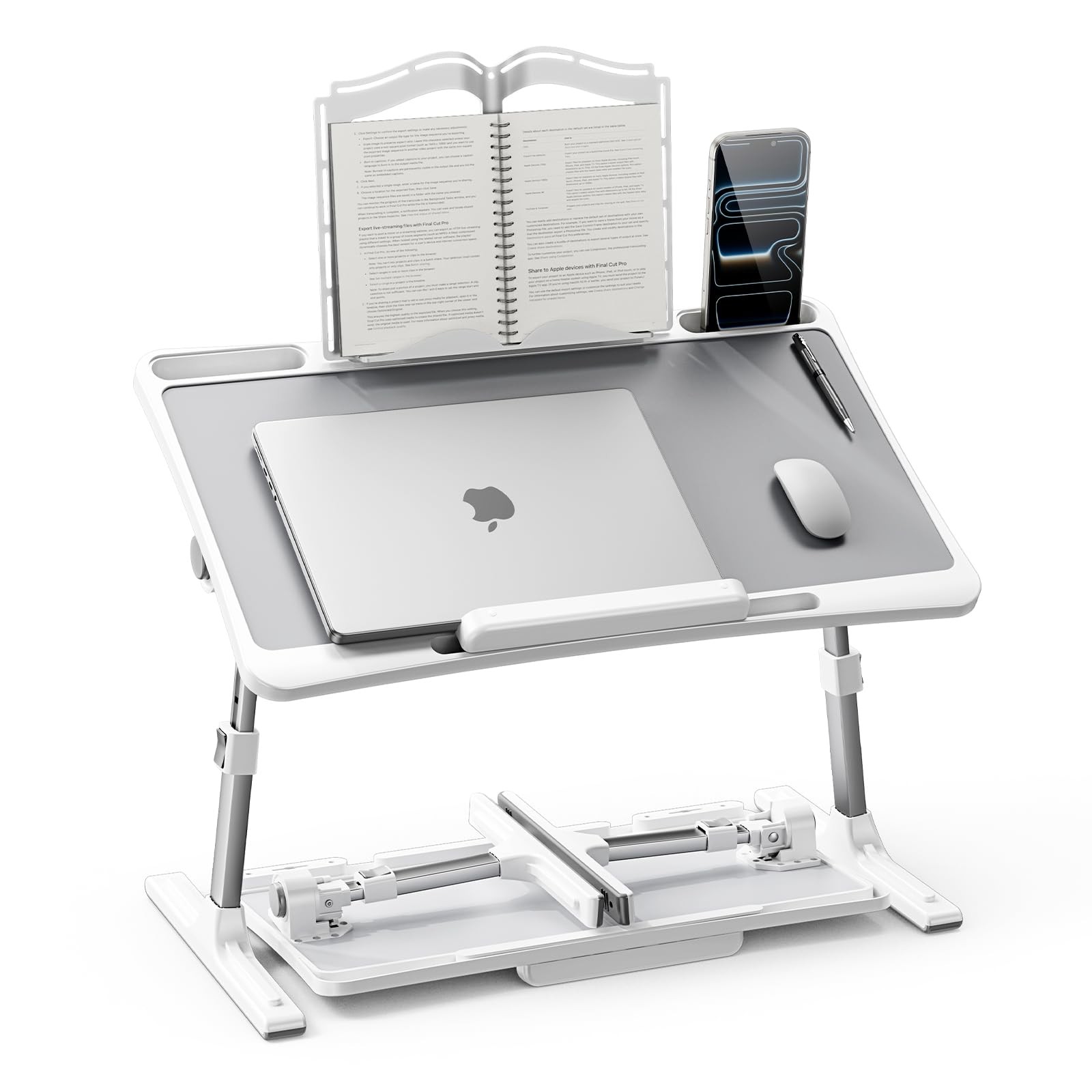 White Lap Desks Laptop Desk For Bed Adjustable Height Angle Bookshelf Couch