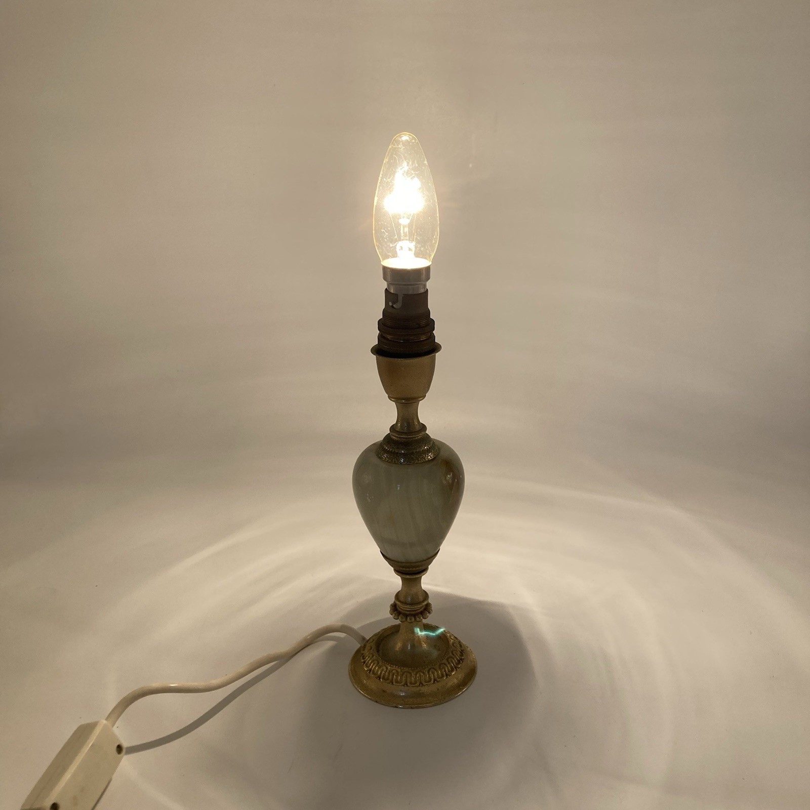 Vintage Brass & Stone Table Lamp Traditional Classical 27cm