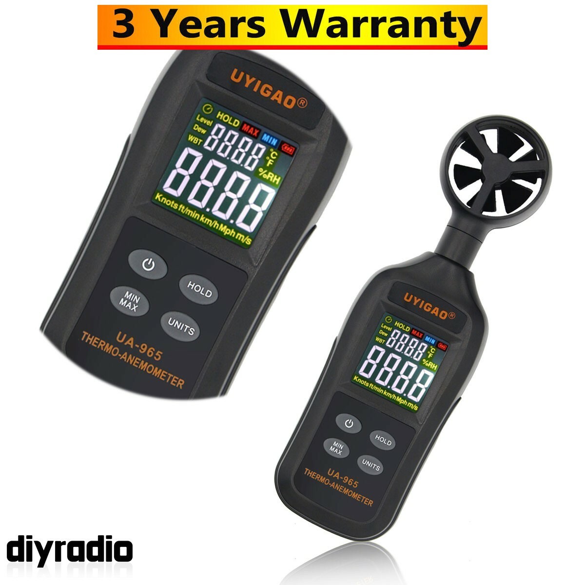 UA-965 Mini Thermo Anemometer Wind Speed Meter Digital Range 0.4-30M/S