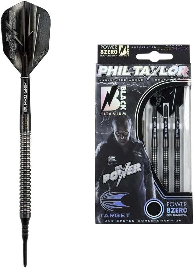 Heavy-Duty Power 8Zero Titanium Soft Tip Darts - Includes 3 Barrels, 3 Shafts