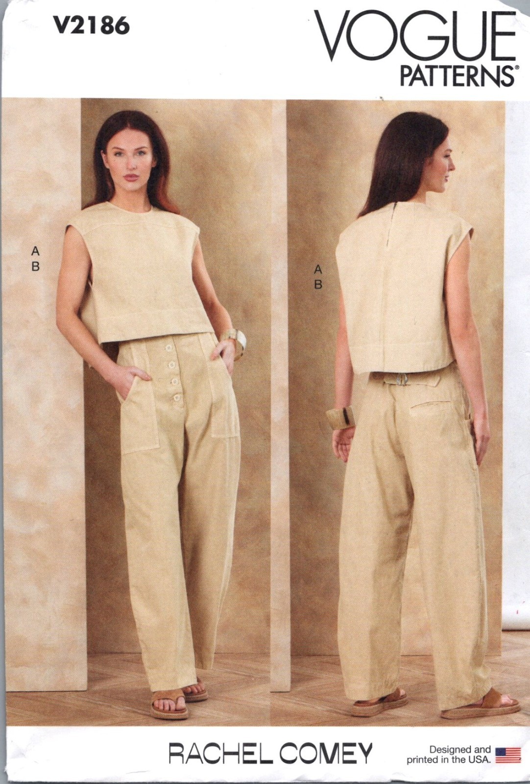 Vogue 2186 Rachel Comey Relaxed Crop Top and Slouchy Pants Sewing Pattern Misses