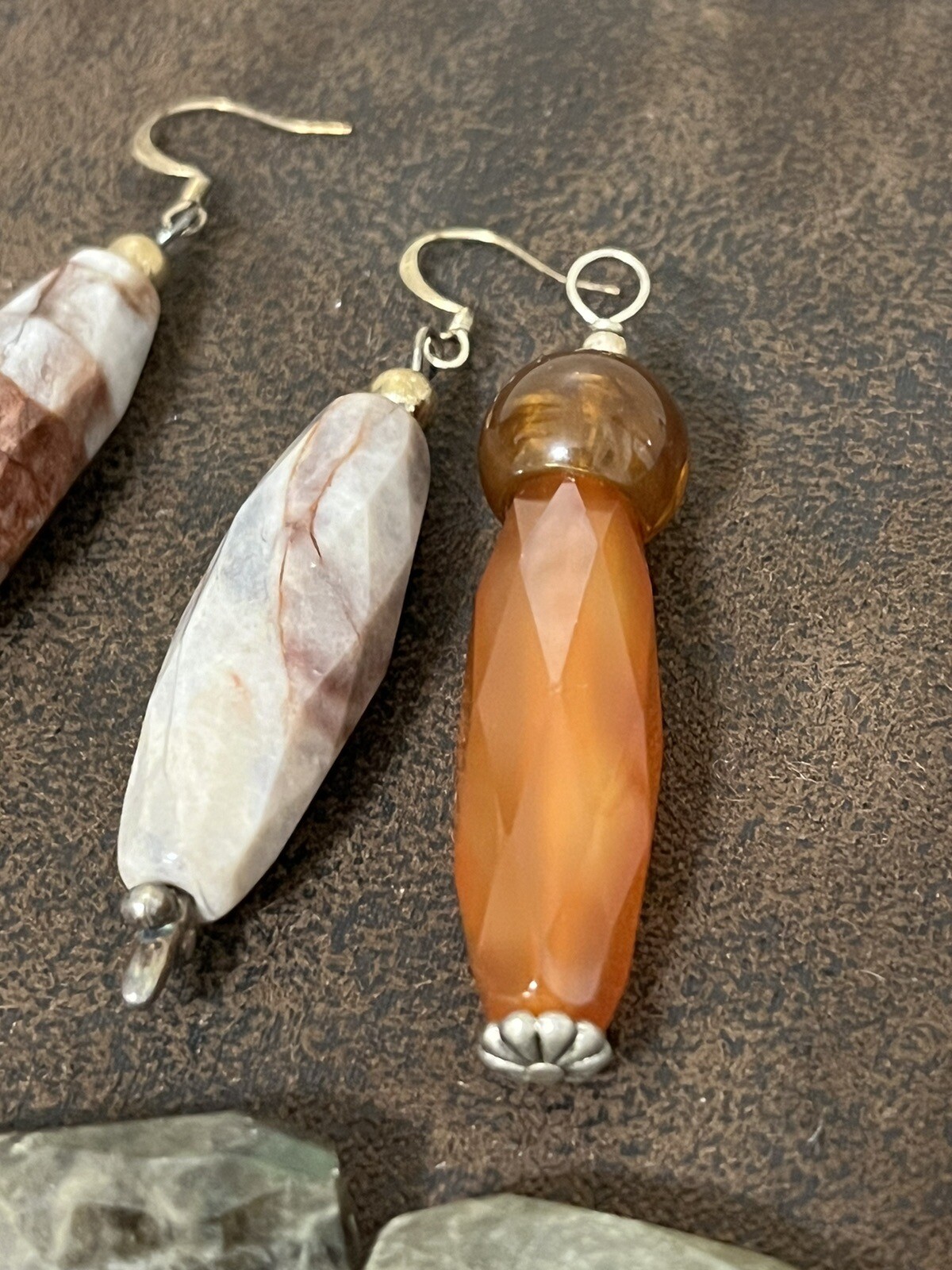 11 Pieces Natural Teardrop Earrings Long Dangle Drop Boho Sterling Silver Hooks