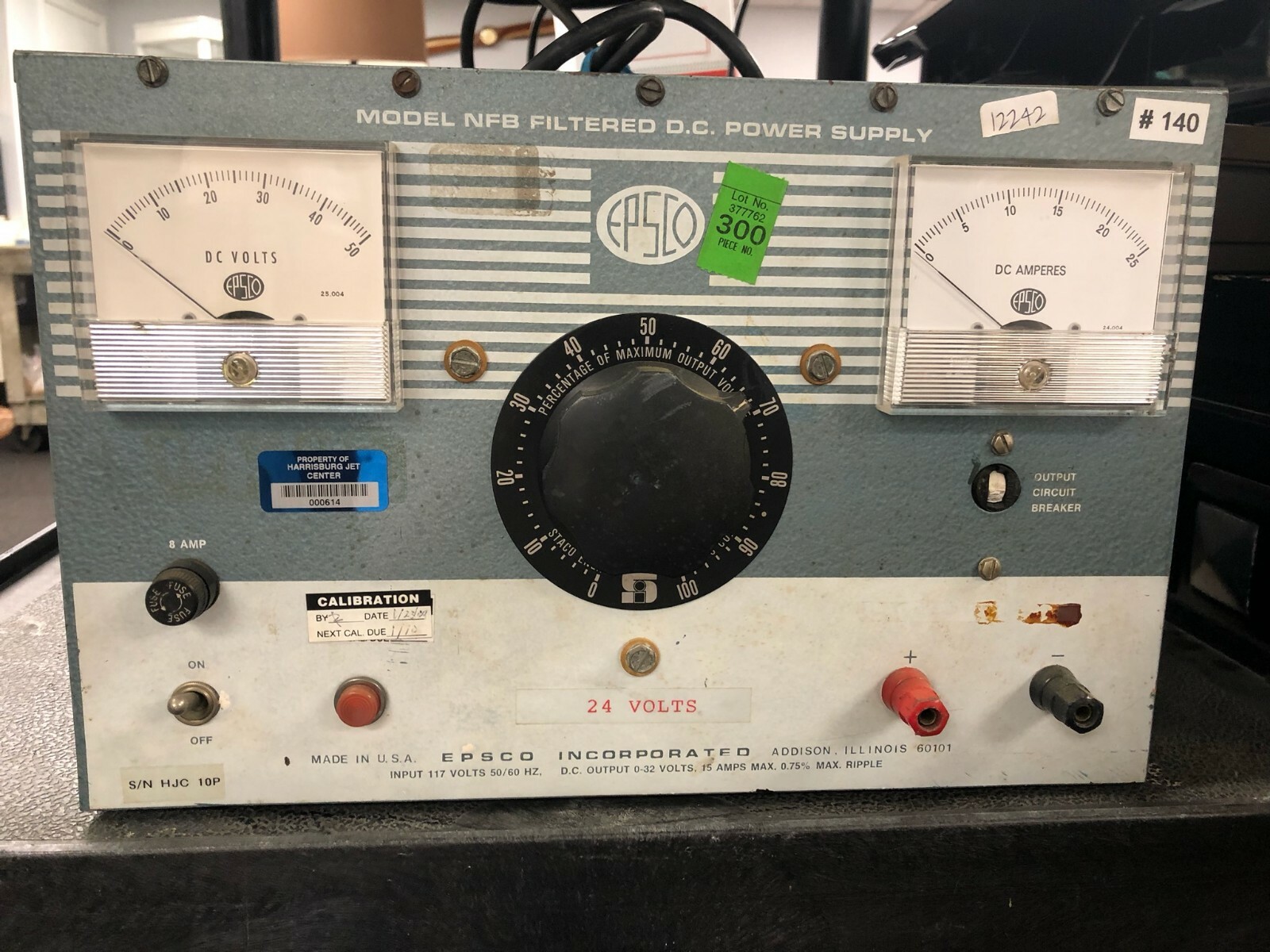 EPSCO DC POWER SUPPLY  FILTERED  # 140  INV#12242