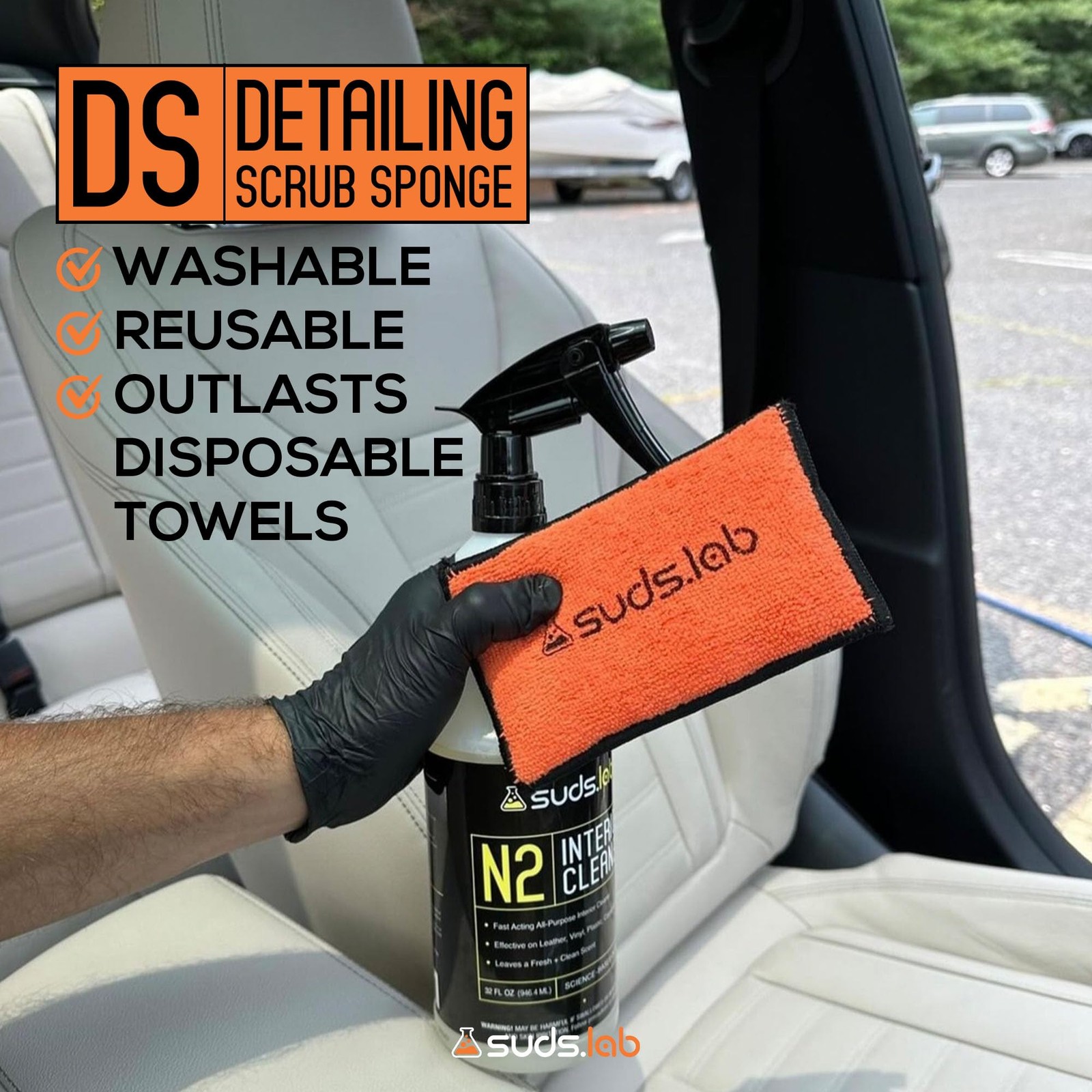 DS Microfiber Detailing Scrub Pad 2 Pack - Car Interior Cleaning & Detailing