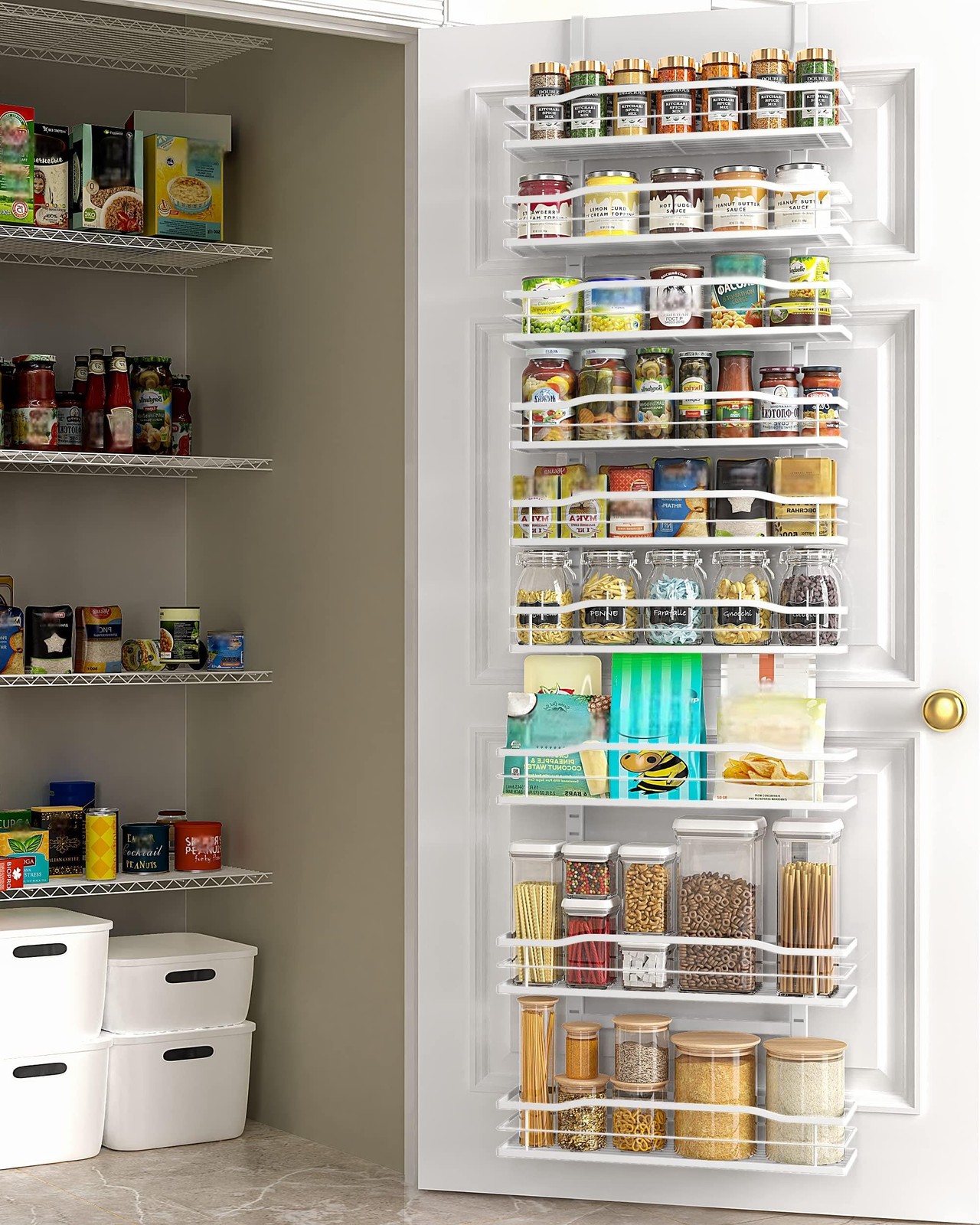 Moforoco White 9-Tier Over The Door Pantry Organizer, Standard,