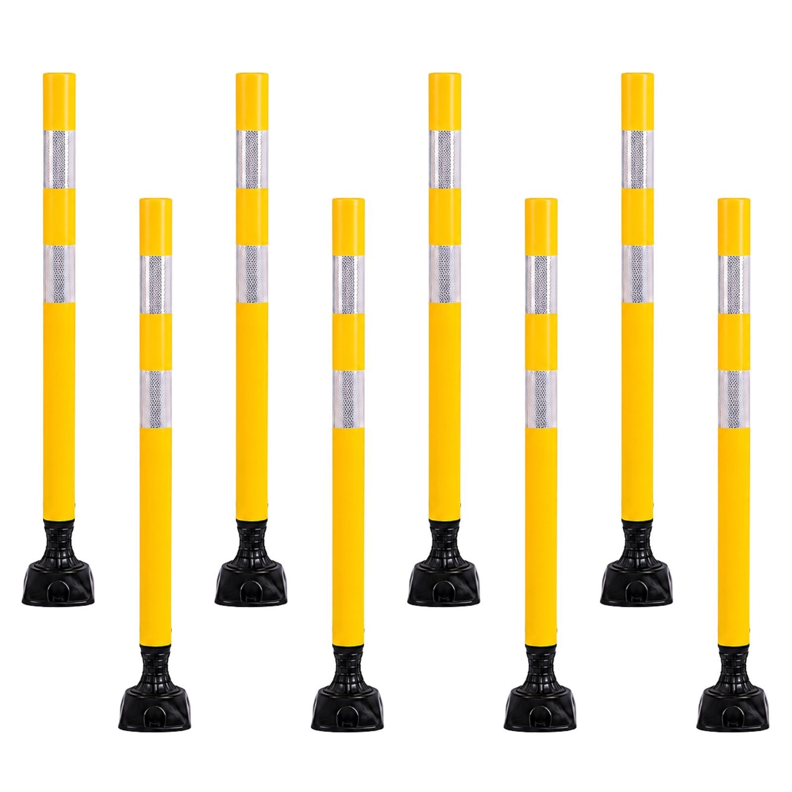 8Pack  36inch Yellow Traffic Delineator Posts High Visibility Reflective Safety