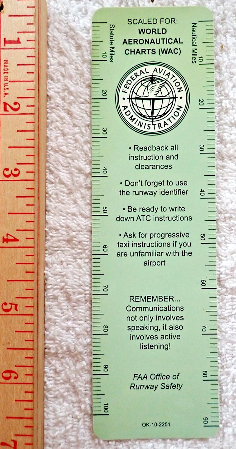 Flight Planning Scale Ruler World Aeronautical+Sectional Chart Statute+kts Miles