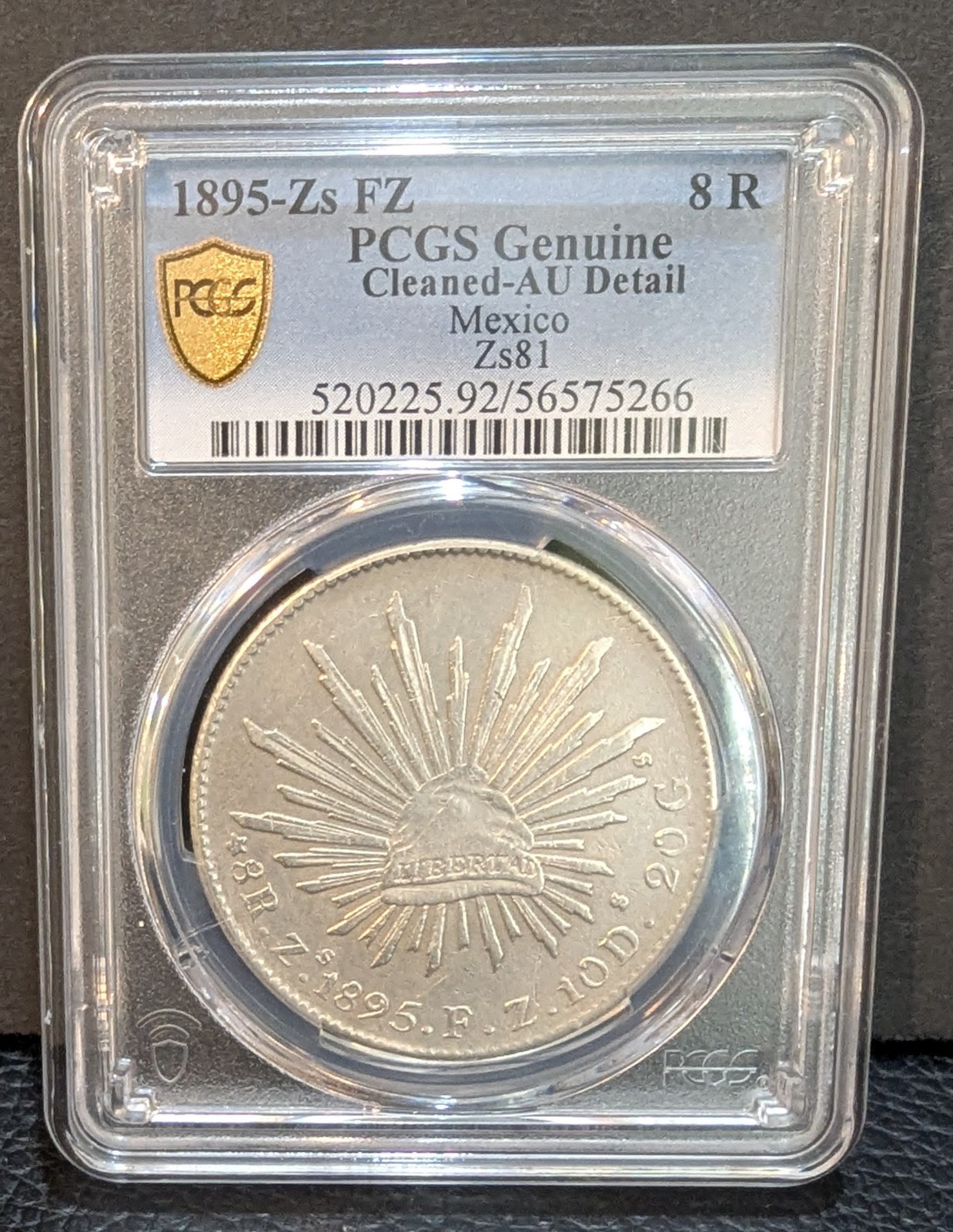 1895 - Zs  FZ  Mexico  8  Reales  Silver  Zs-81 ---- Graded  By PCGS AU Details