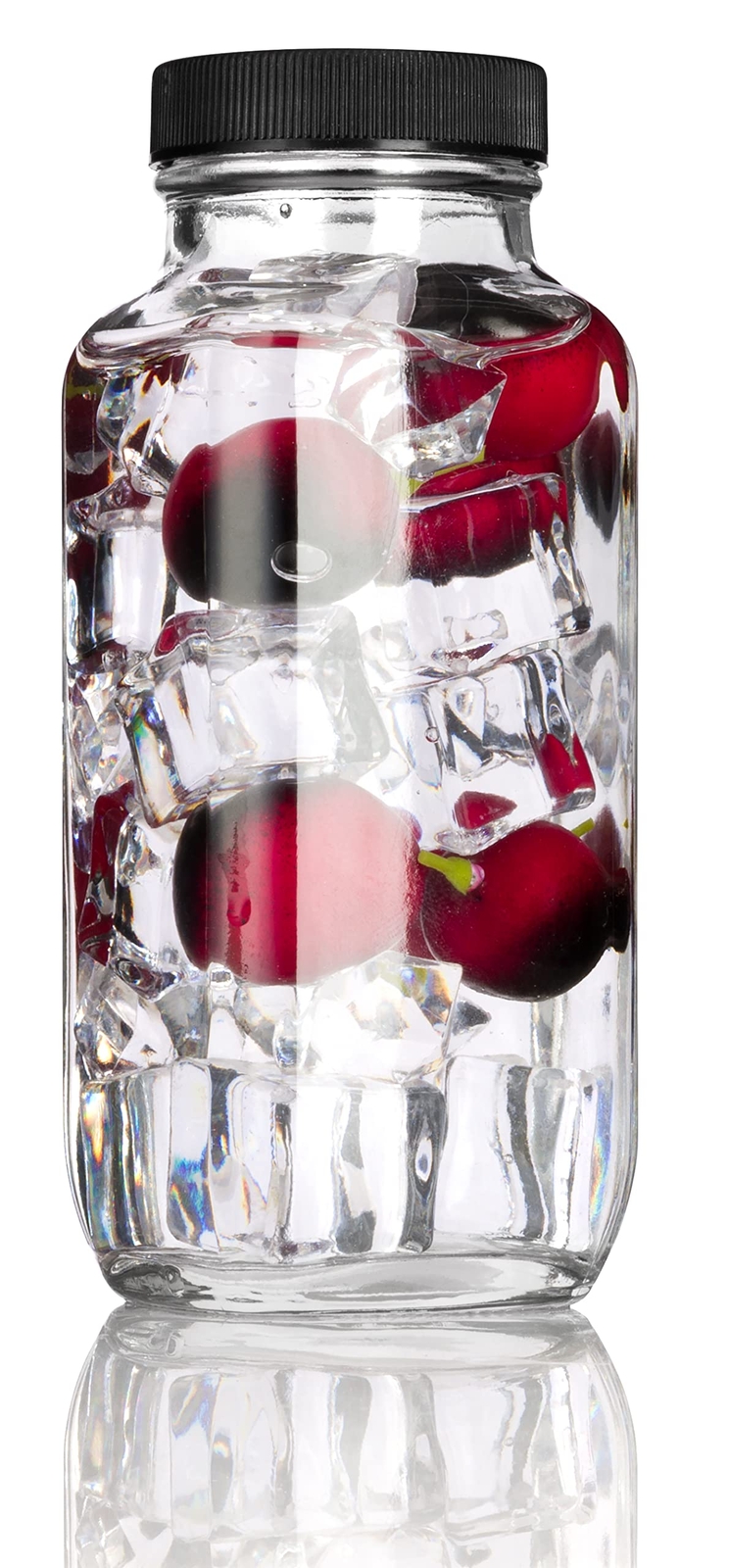 8 oz Clear Thick Plated Glass French Square Bottle Jar with Lid 2 Pack Perfec...