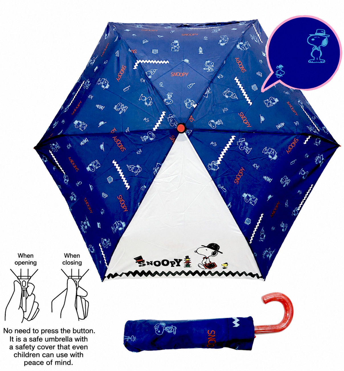 Snoopy Folding Umbrella (Navy, 53cm)