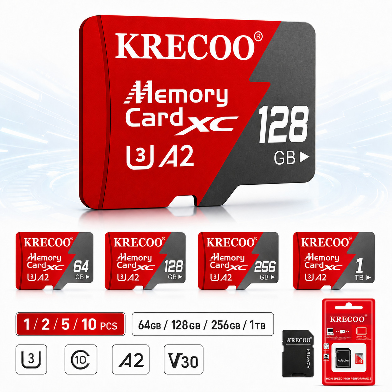 U3 V30 A2 Micro SD Card 4K UHD High Speed Memory Card C10 TF with Adapter Lot