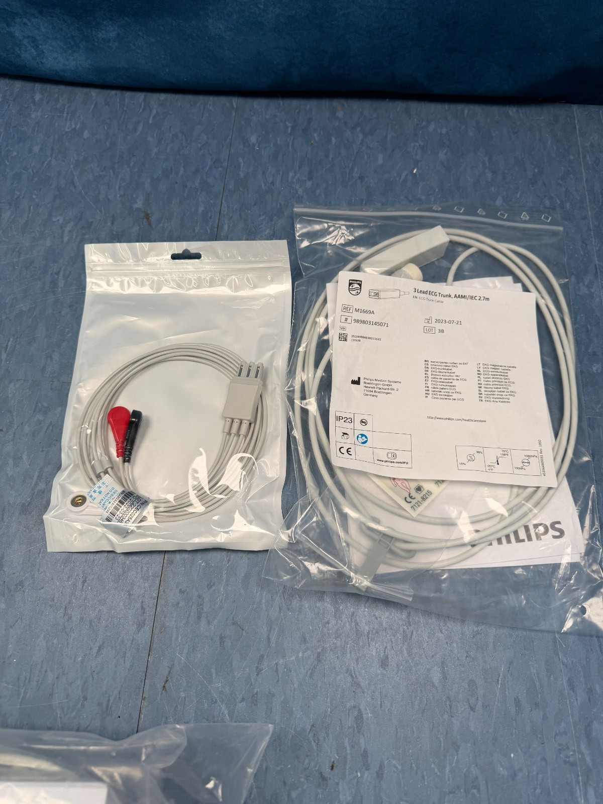 Philips M1669A 3-Lead Trunk Cable with  Snap Lead Wires NEW in Bag Free Shipping