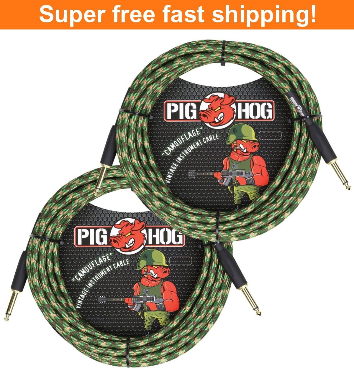 2 Pack Pig Hog PCH20CF "Camouflage" Instrument Cable, 20 Foot