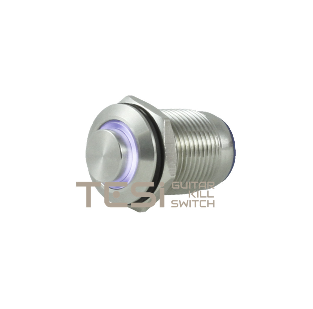Tesi POCO 12MM LED Momentary Push Button Guitar Kill Switch Stnls Steel/White