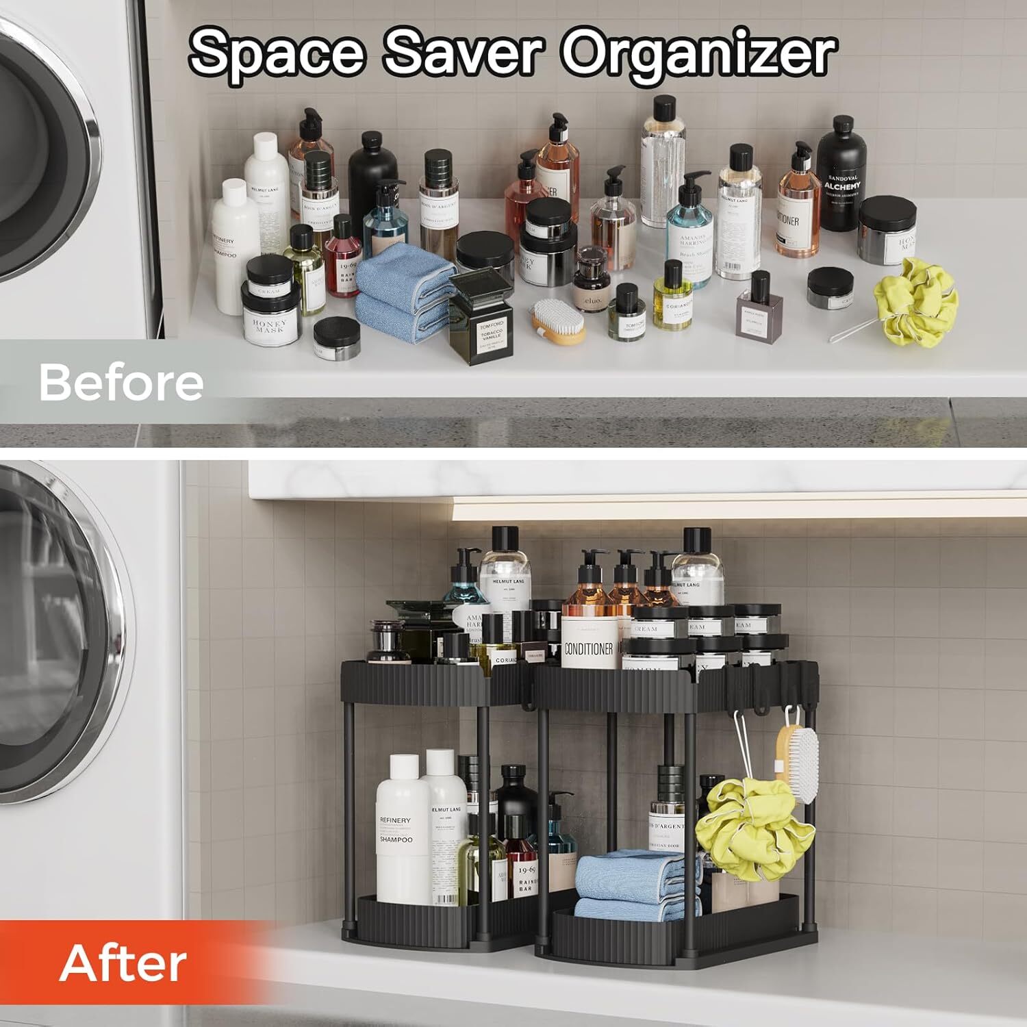 2 Pack Multi-Purpose Pull-Out Storage Organizers,Under Sink Organizers Storage