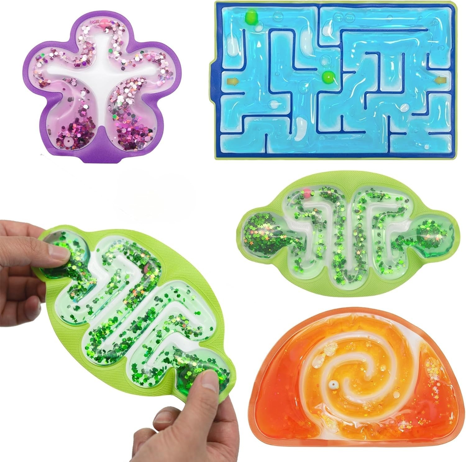 Squishy Sensory Toys for Kids, 4 Pack Maze Fidget Toys for Autism, Squeeze Toys