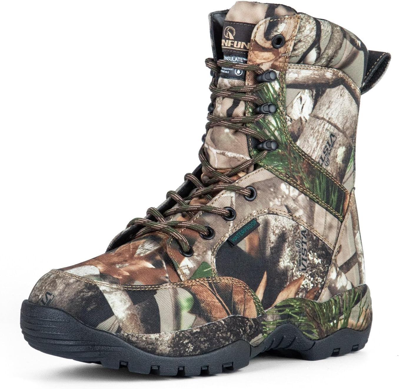 Men'S 8" Waterproof Hunting Boots Lightweight Insulated Camo Outdoor Boot, 400G