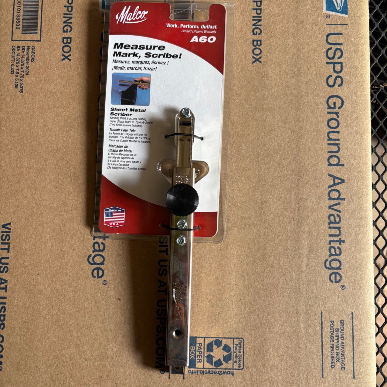 Malco A60 Sheet Metal Scriber 1/4 to 12-1/2 Inch Made in USA NEW