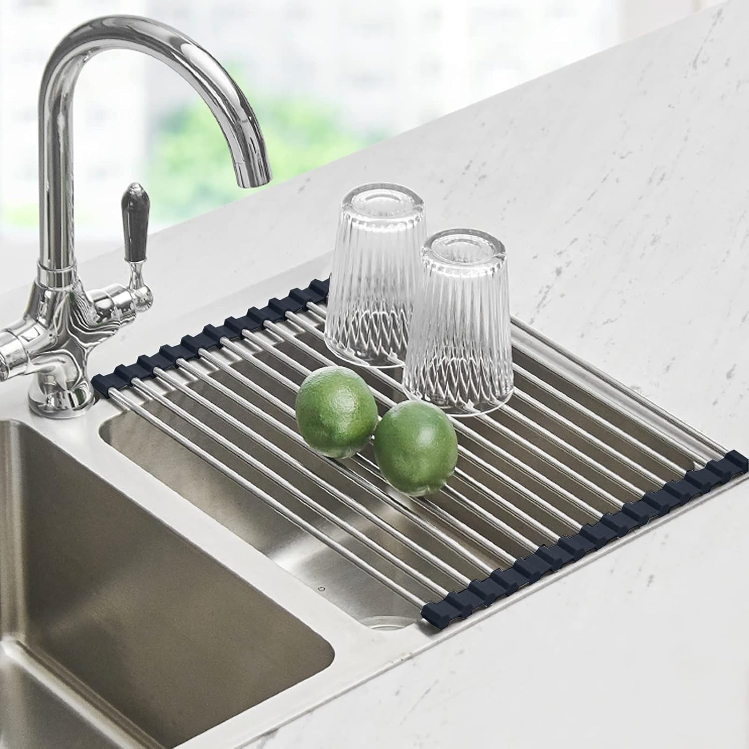Space-Saving Roll Up Dish Drying Rack - Heat Resistant & Foldable 17.5" x 11.8"