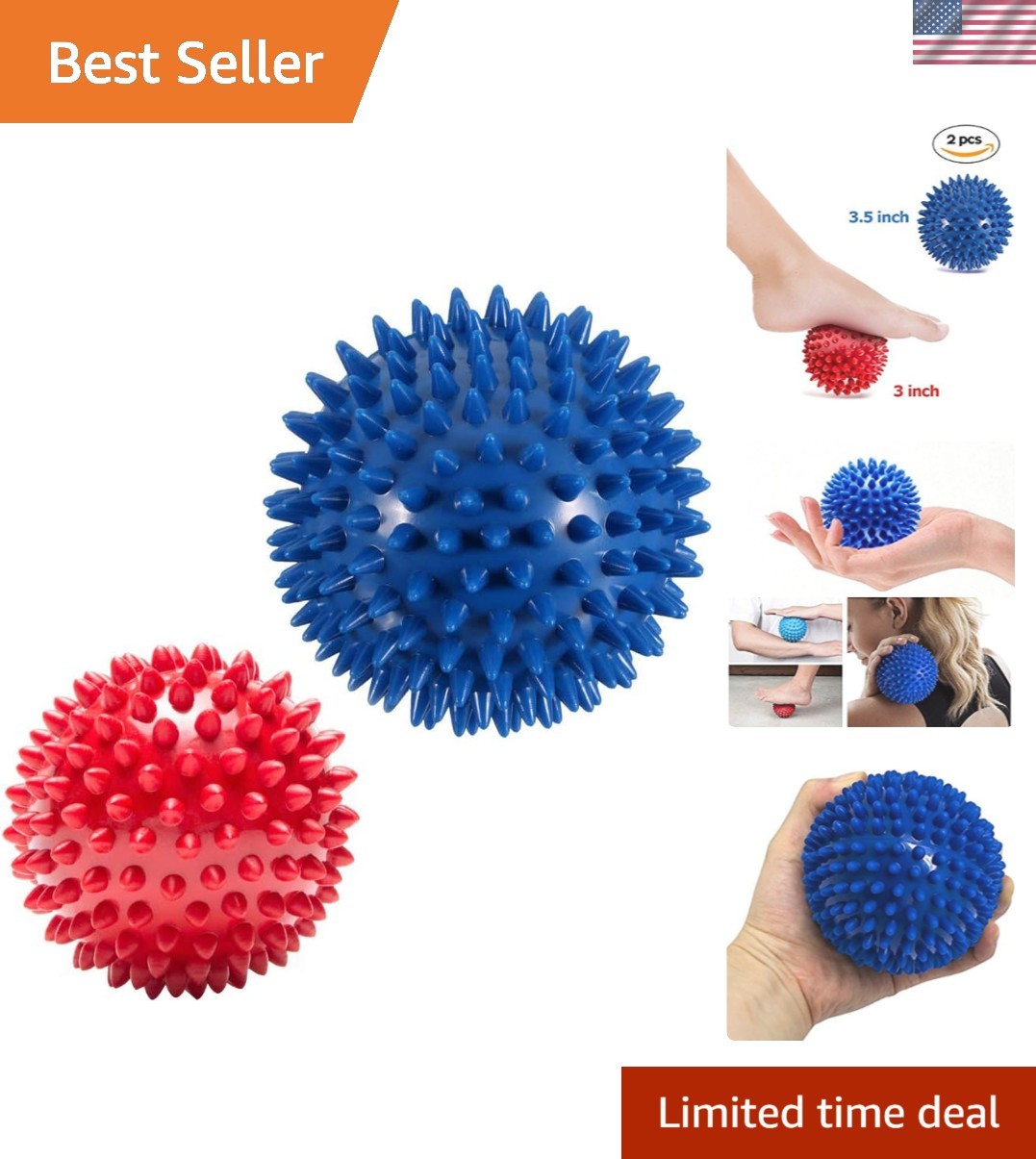 Pack of 2 Spiky Hard Massage Balls - Foot Arch Trainer Plantar Fasciitis, Mus...
