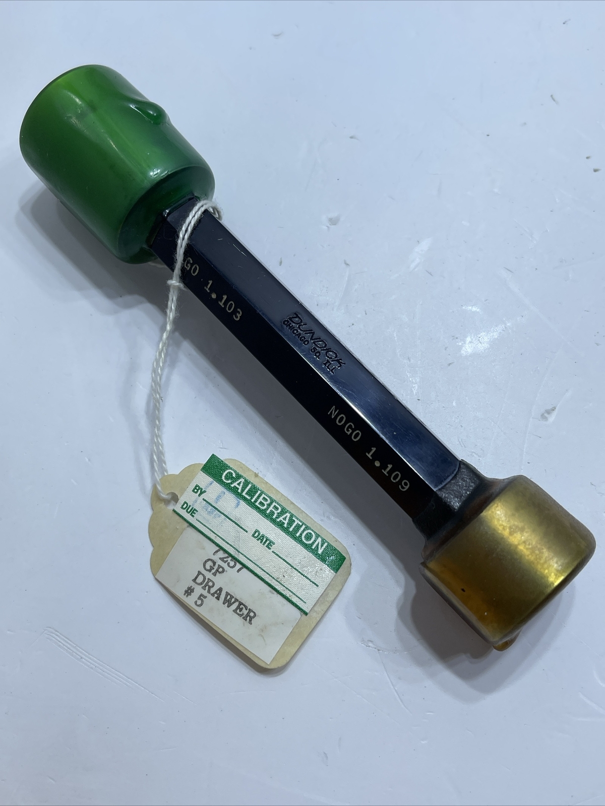 Dundick 1.103 1.109 GO NO GO Pin Plug Gage X PT. NO. 78275 TL. NO. 7257-GP USA