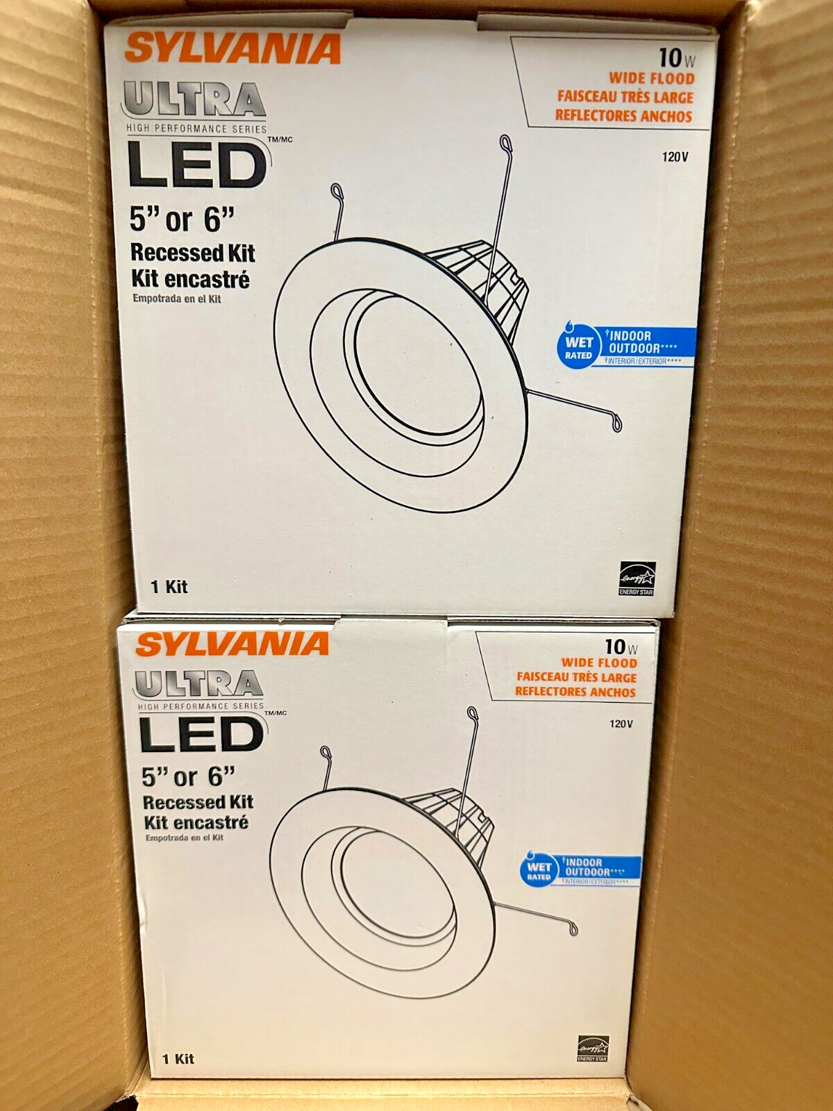 2 Pack NEW Sylvania LED/RT5/6/700/830/FL80 10W LED 5"/6" Recessed Kit 3000K 120V