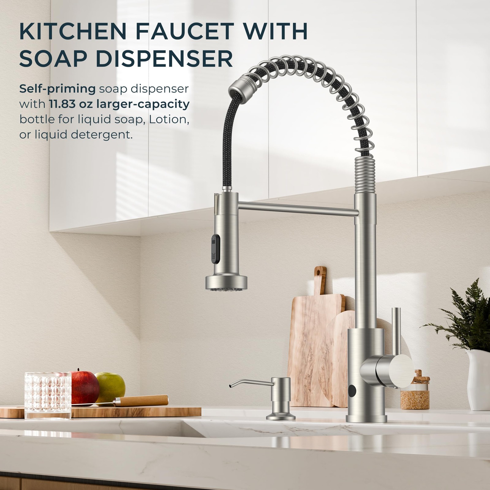 Touchless Kitchen Faucet with Soap Dispenser, Motion Sensor Activated Smart S...