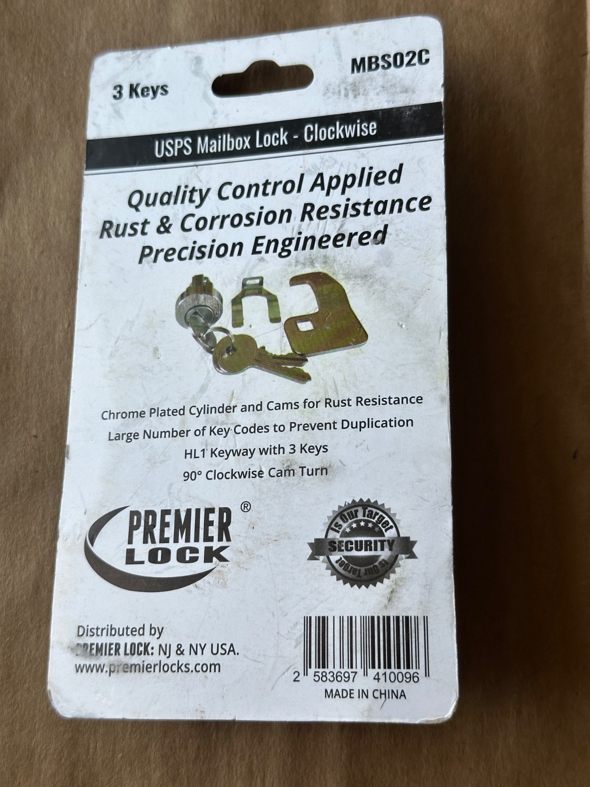 Premier Lock USPS Mailbox Lock Clockwise MBS02C 3-Keys New