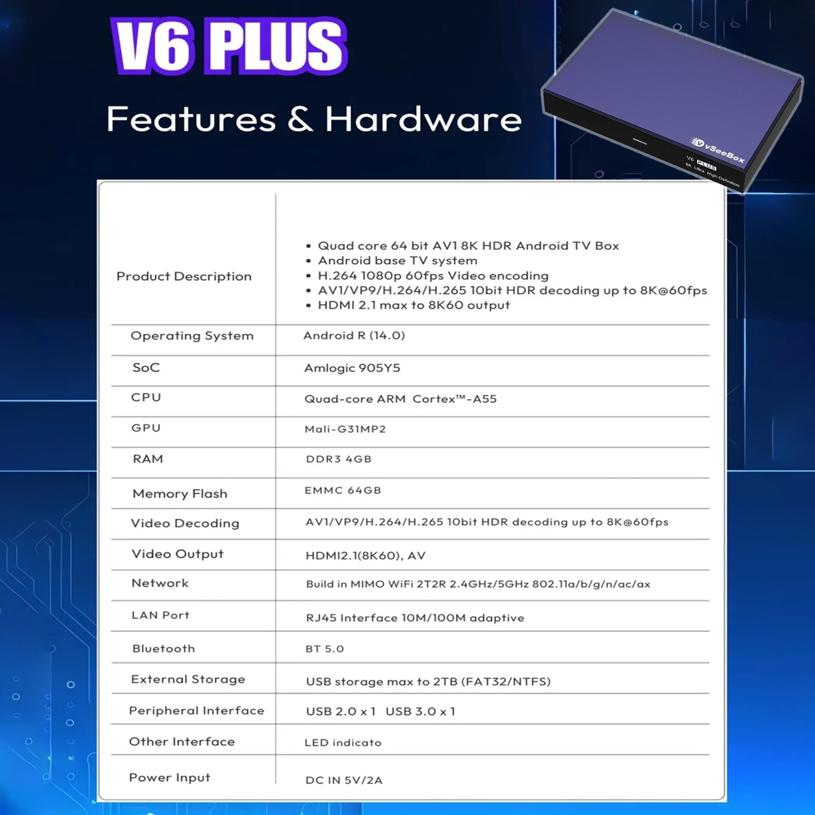 Vseebox V6 Plus Android Streaming Box – Authorized, Fast Same-Day