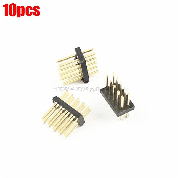10Pcs Pin Header Male 2X5 Pin 10 Pin Straight Strip Gold Plated 1.27MM Pitch wu