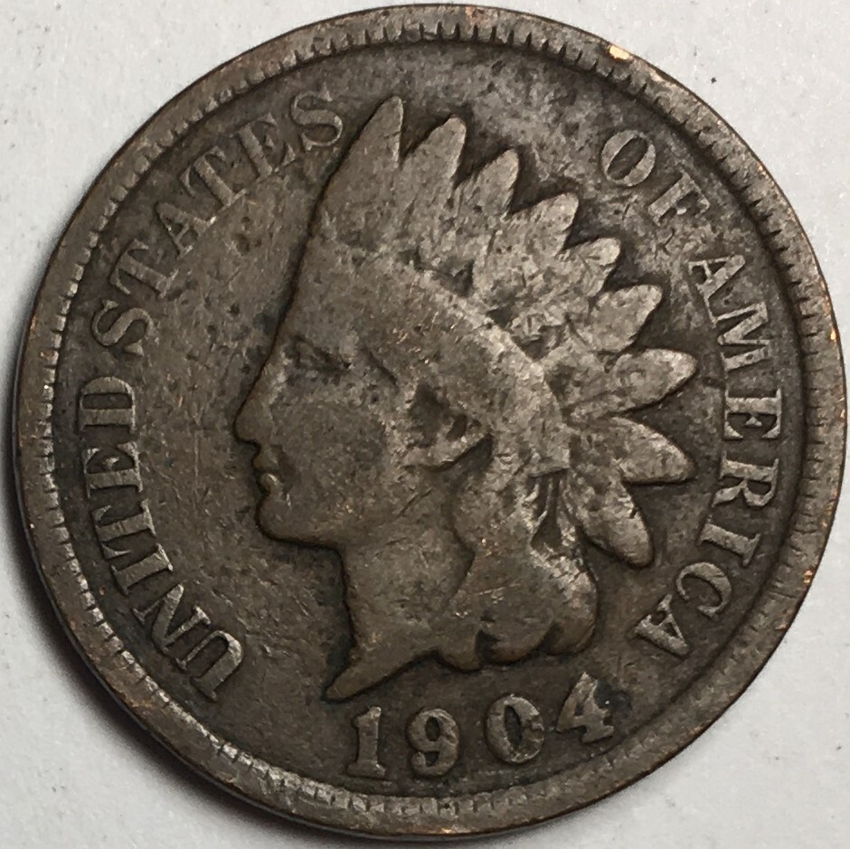 1904 United States Indian Head Cent Penny - Good (G) KM#90a - IH04G