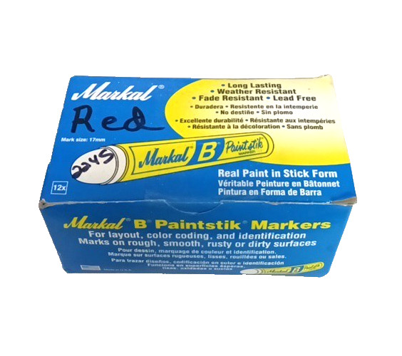 MARKAL #80222 RED Paint Stick Crayon, Large Tip, Color, Weather Proof 12 Pk USA