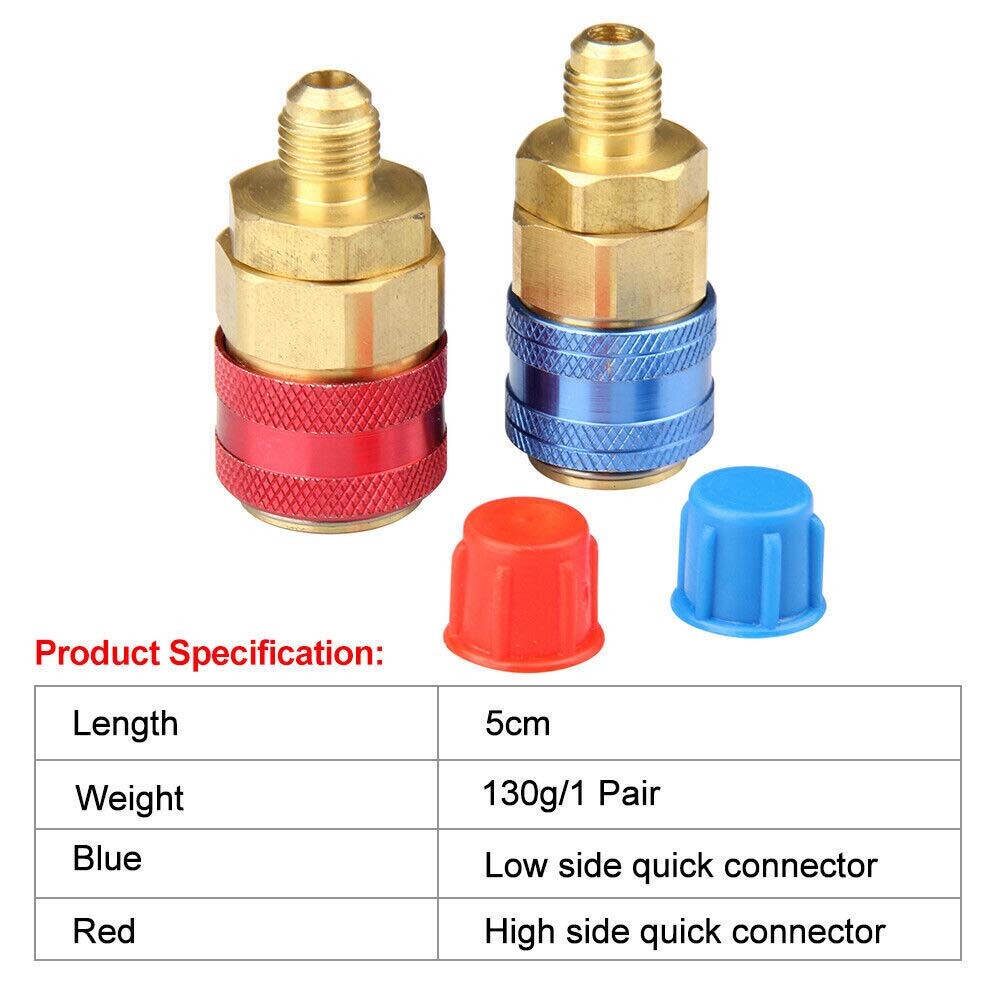 2X A/C AC Refrigerant Automotive Air Conditioning Quick Coupler Low & High Side