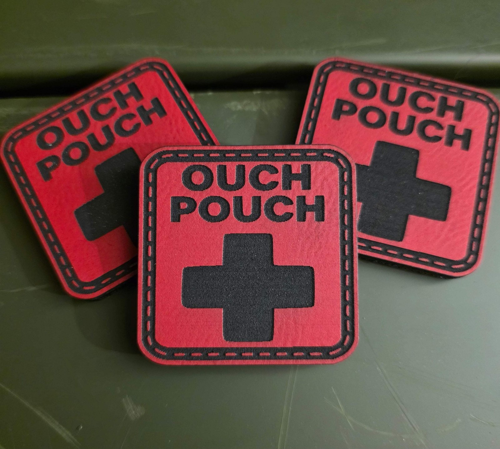 “Ouch Pouch” Leather Medic Patch – Tactical Red Cross First Aid Identifier – Hoo