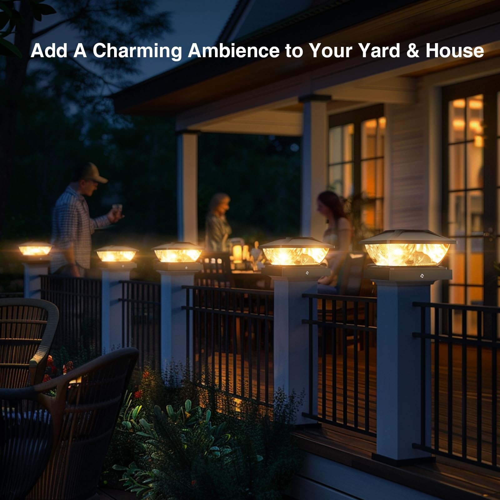 Solar Post Cap Lights Outdoor: 6 Pack 48 LED Fence Post Solar Lights - Solar ...