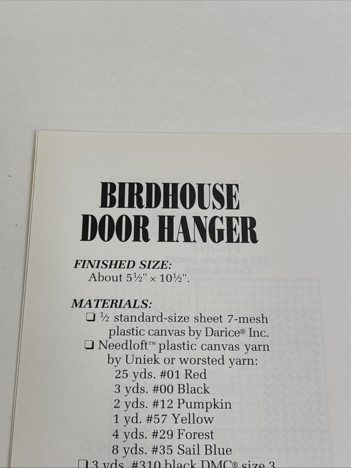 Birdhouse Decor Box & Door Hanger Annie's Attic Plastic Canvas Pattern Page