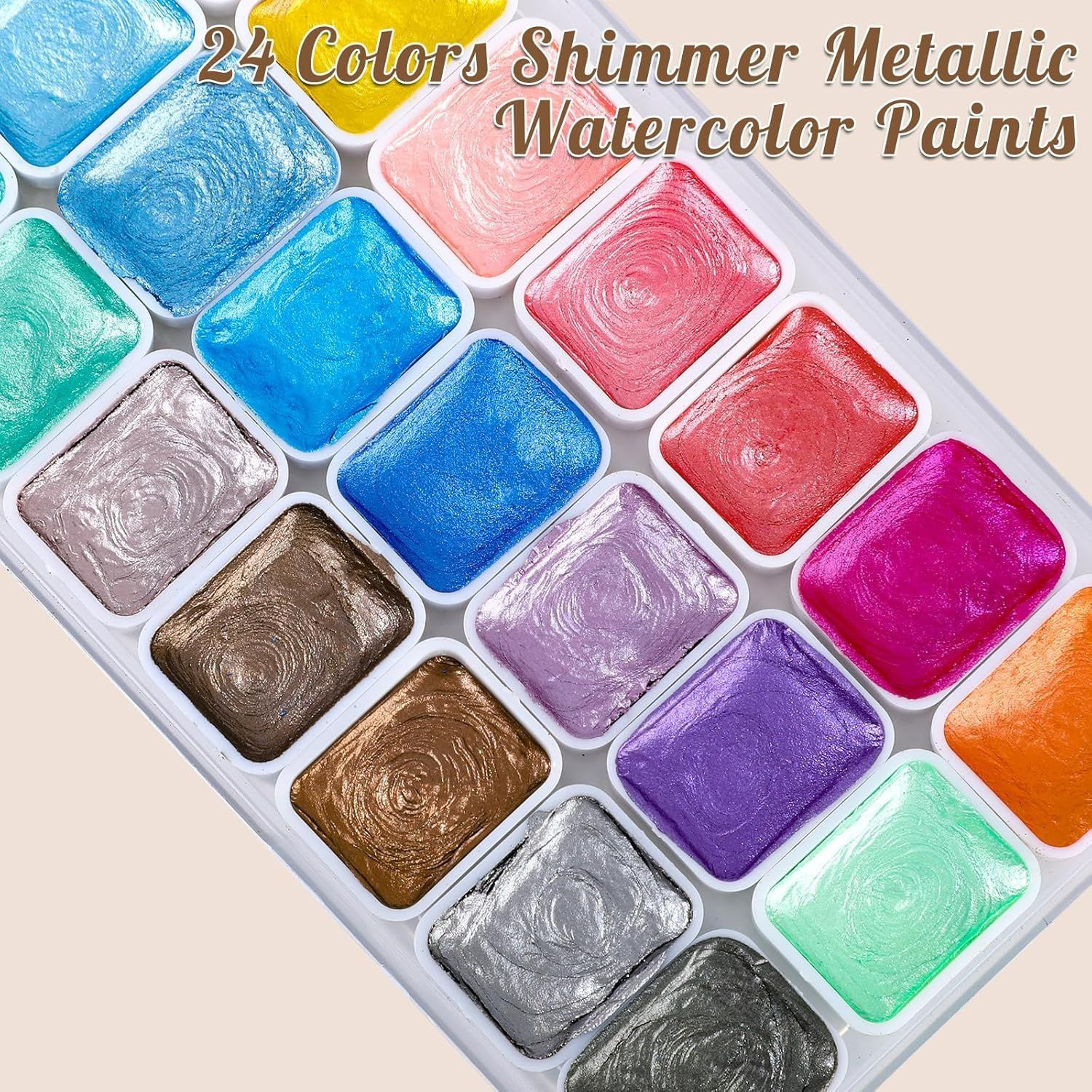 Mini Metallic Watercolor Paint Set, 1 Count (Pack of 1), Multicolor