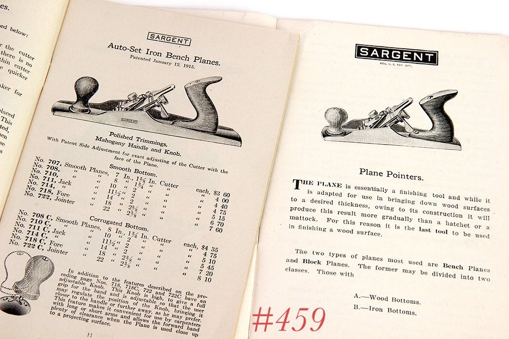 nice shape two ORIGINAL SARGENT TOOLS PLANE catalogs parts lists