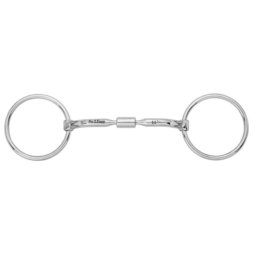 BAR H EQUINE Loose Ring Snaffle Bit Comfort Mouthpiece Stainless Steel 5.5