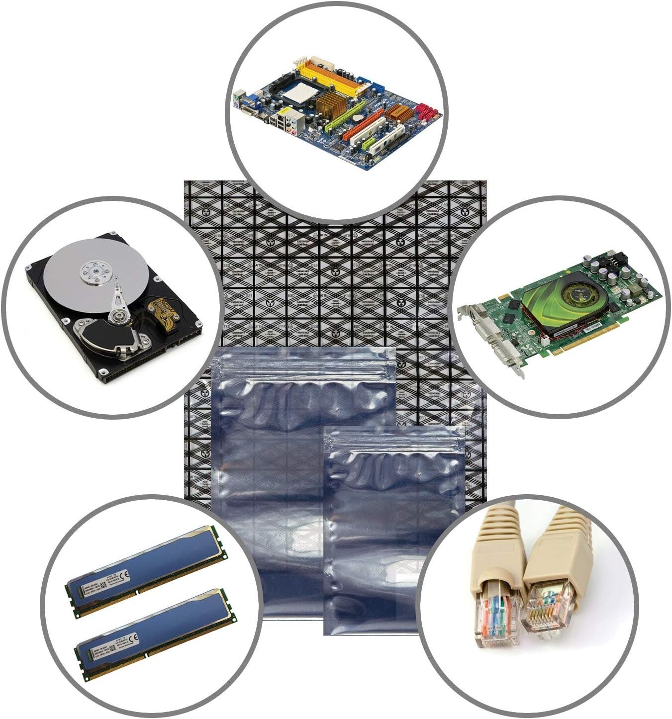 ESD Shielding Bag Set - 40 Assorted Anti-Static Bags for Electronics Protection