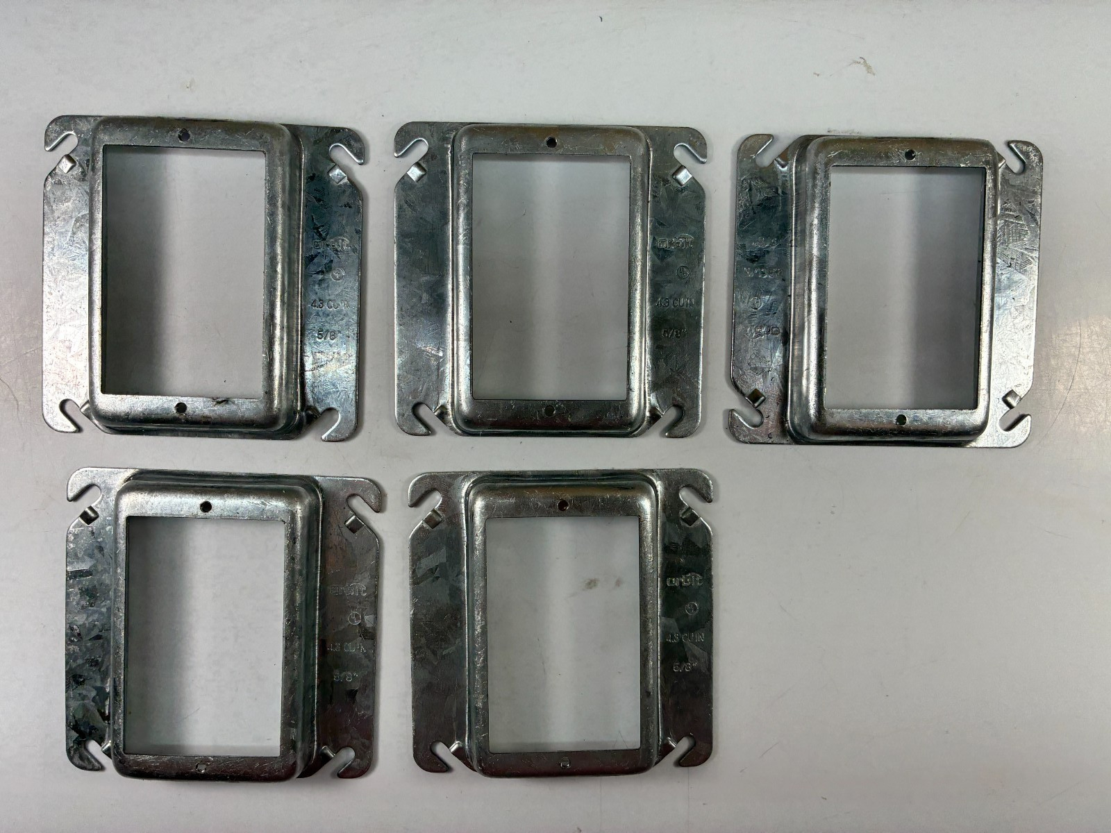 Plaster Mud Rings 5/8" 1-Gang (5-PACK) 4-Square Box Outlet/Switch Steel Galv