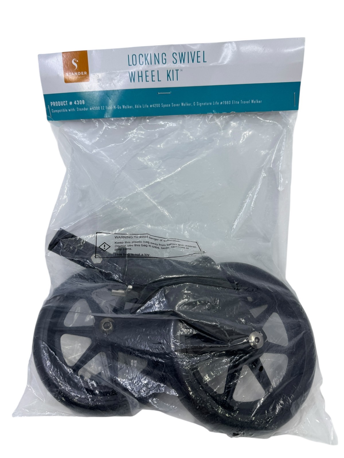 Stander 4308 Walker Locking Swivel Wheel Kit Replacement Casters