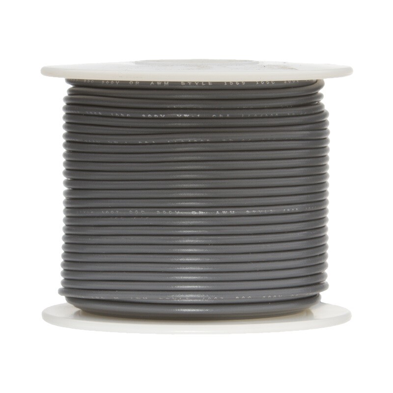 24 AWG Stranded Hook Up Wire, Gray, 100 ft, 0.0440" Dia, UL1429, 150V