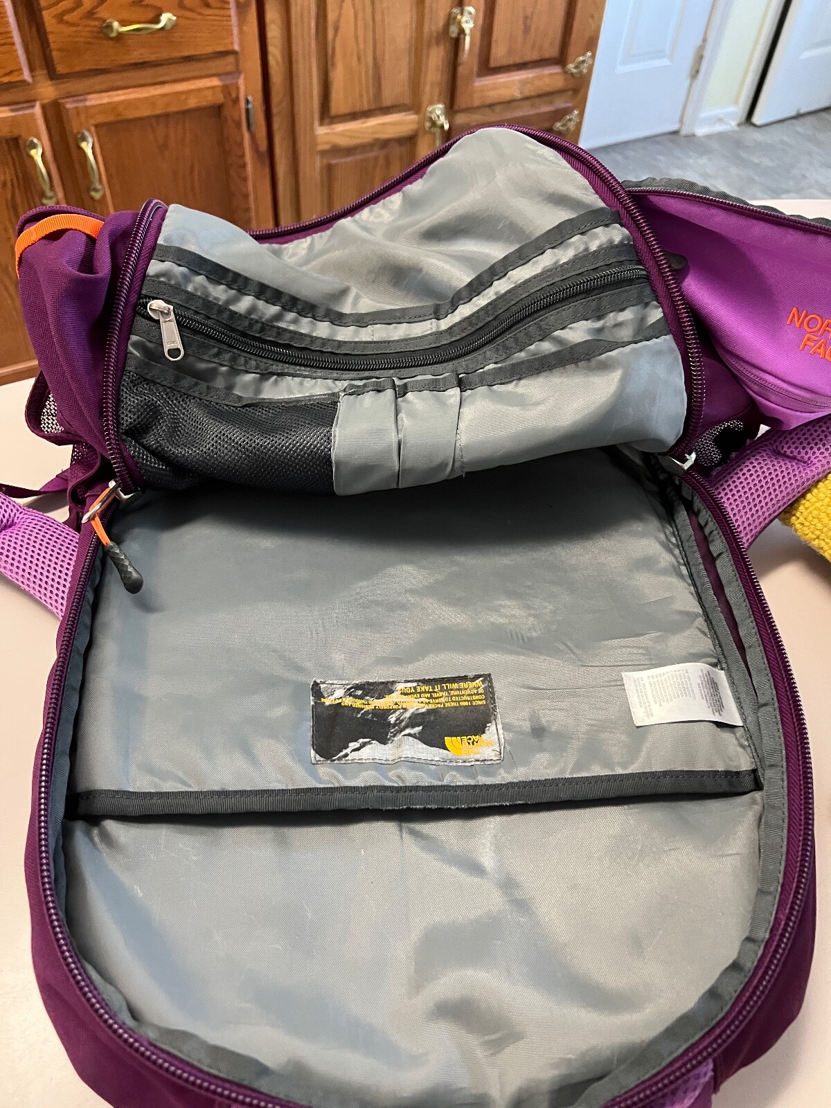 The North Face Pivoter Purple/Chartreuse backpack, GUC
