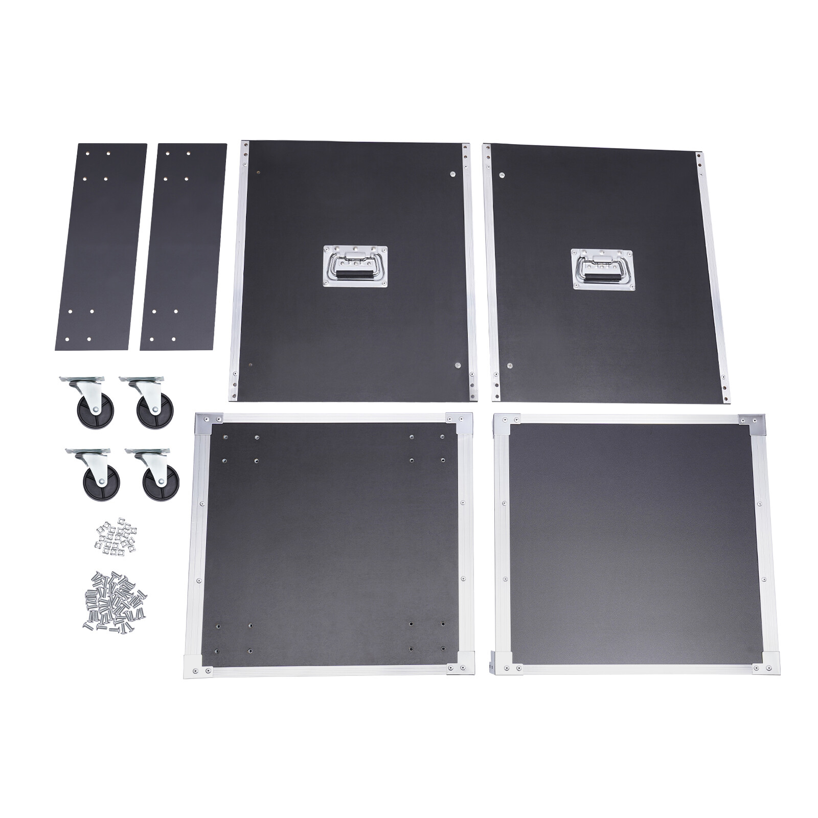 12U Rolling Server Rack With Casters - Mobile Network AV Studio Rack Black