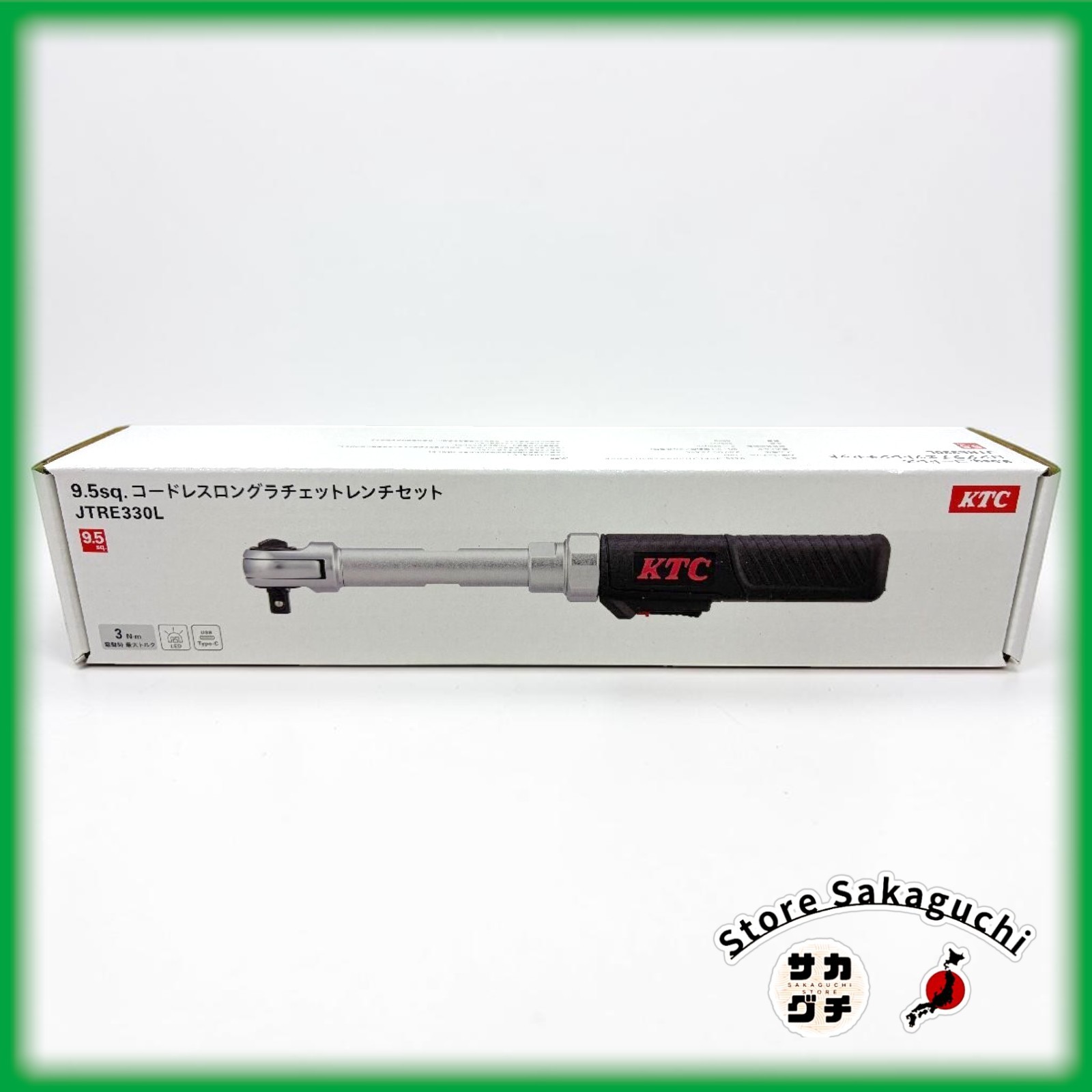 KTC JTRE330L 9.5sq. Cordless Long Ratchet Wrench Set 3.6V USB-C 200Nm Manual