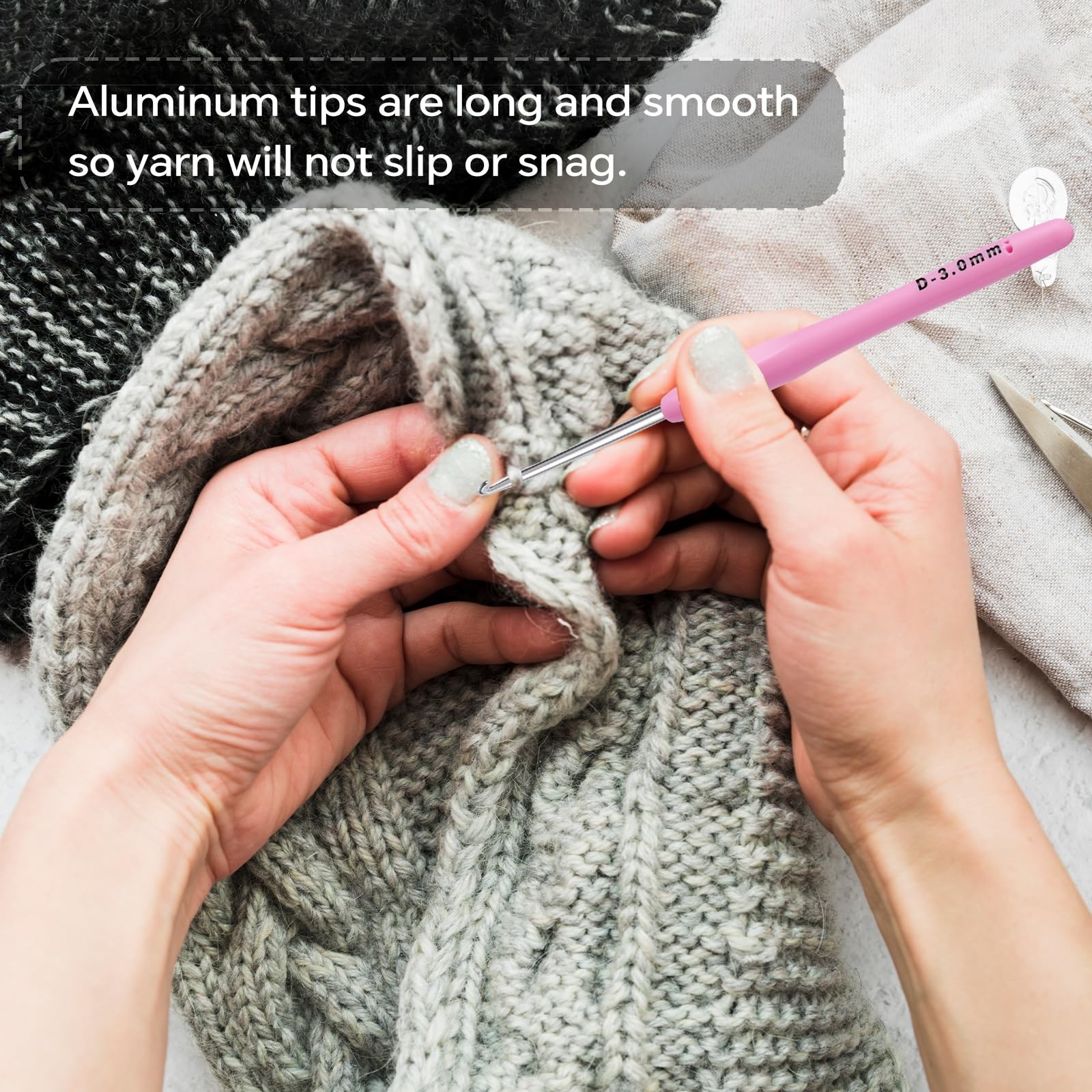 3mm Crochet Hook, Ergonomic Crochet Hook, Smooth and Extra Long  Knitting