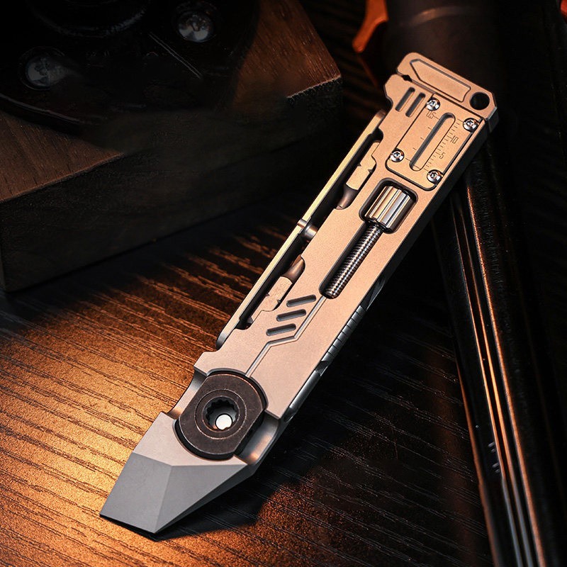Titanium Alloy Pry Bar Ratchet Screwdriver EDC Wrench Caliper Bit Storage Tool