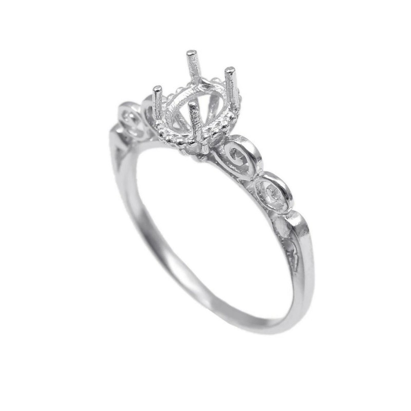 Semi Mount Ring Stone Setting Size 7X5 MM Oval Shape 925 Sterling Silver Ring