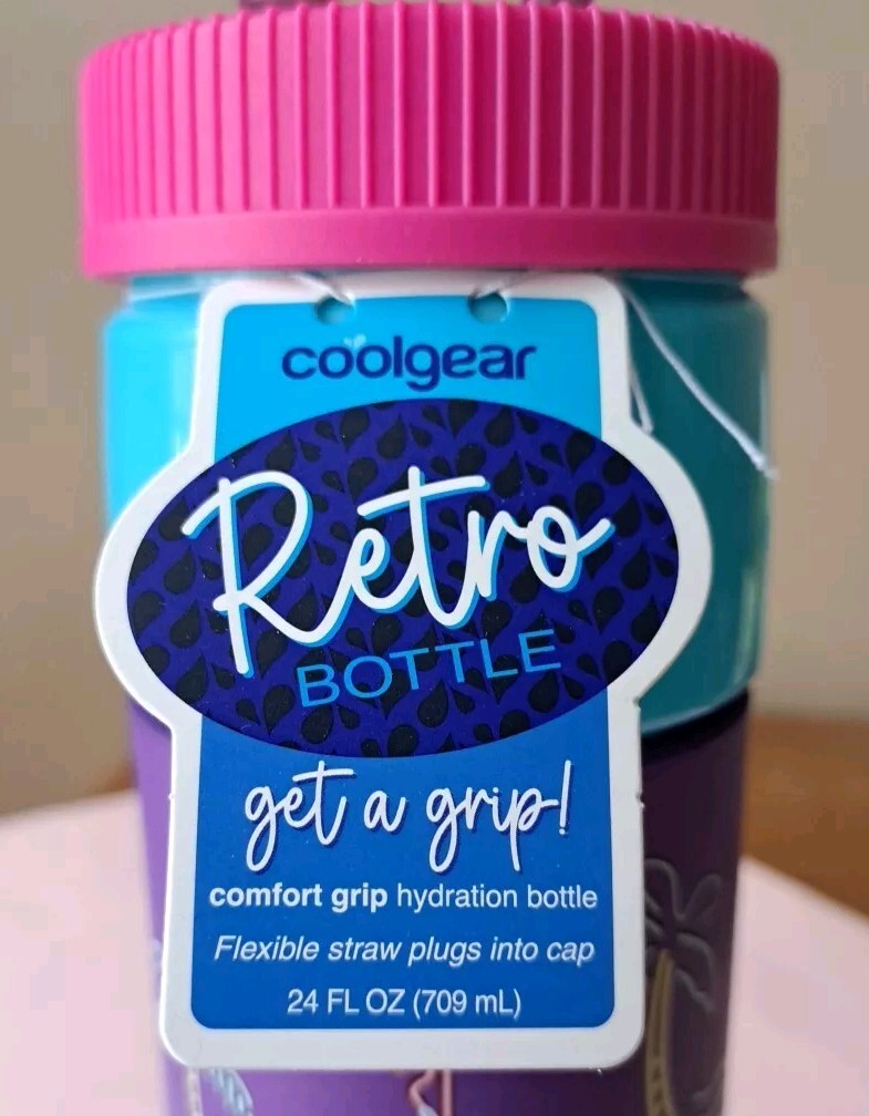 Coolgear Tumbler Retro Bottle Comfort Grip Purple Hydration 24 Oz NEW!